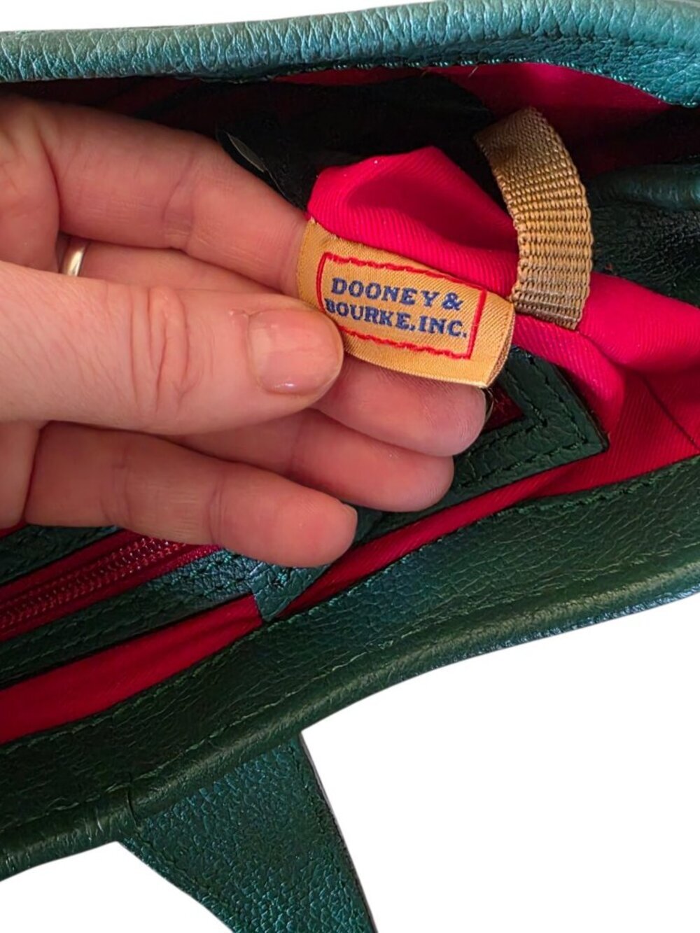 Dooney & Bourke Belvedere Logo Lock Satchel Jade Green Pebble Leather Bag - Picture 10 of 16